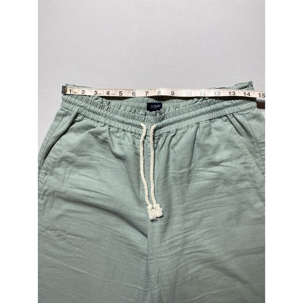 J.CREW Women's Green Linen Cotton Drawstring Wide-Leg Pants 26 Inseam - Picture 2 of 11
